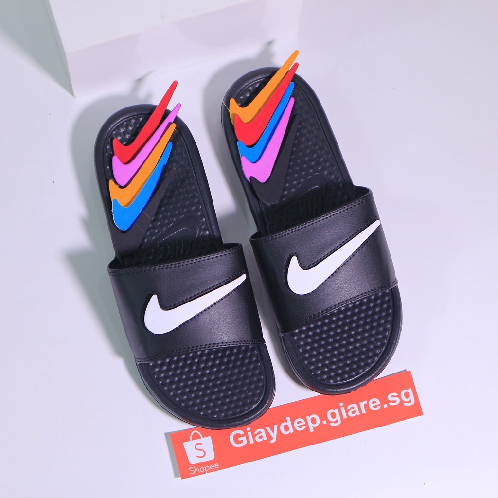 MUA 1 TẶNG 1 - Dép Nữ quai ngang nike benassi logo dán xé 7 màu