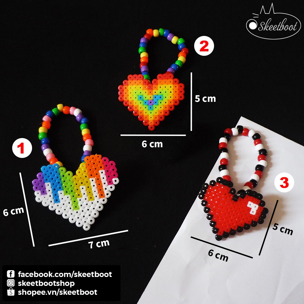 Vòng kandi perler trái tim các loại - vòng tay kandi - phụ kiện rave edm festival raver kandi perler DJ