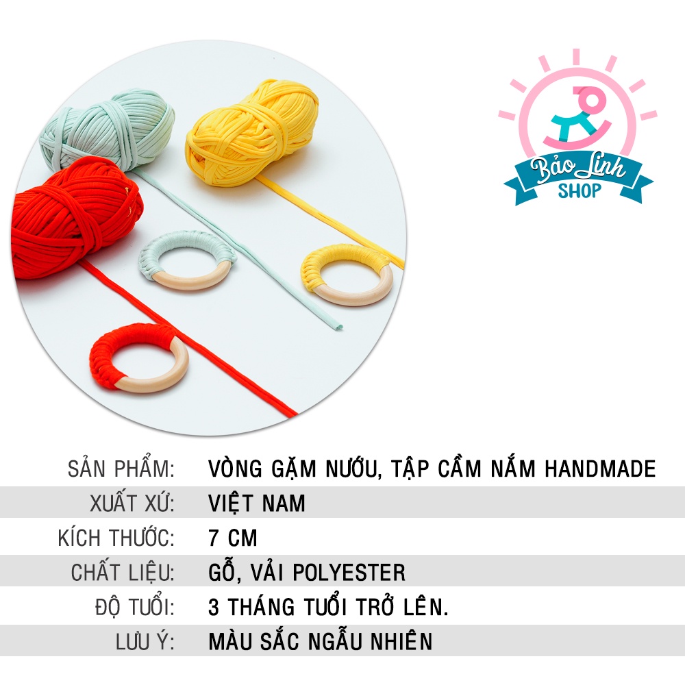 Đồ chơi cho trẻ sơ sinh 3-6 tháng - Vòng gỗ handmade tập cầm nắm, gặm nướu giảm ngứa lợi (Mẫu 17)