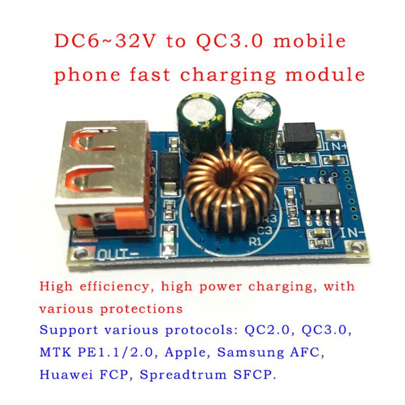 CRE  DC 6V-32V To 5V Step-down Power Supply Module USB DC QC3.0 Quick Charge Board For Mobile Phone