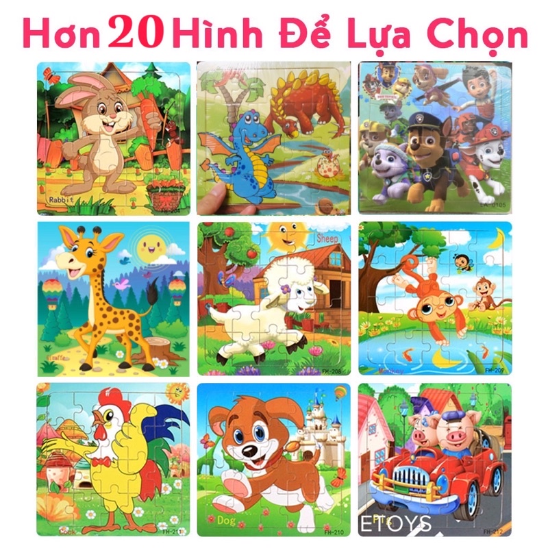 Xếp hình cho bé 20 mảnh ghép gỗ nhiều mẫu đẹp, đồ chơi phát triển trí tuệ ETOYS