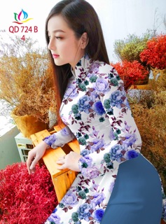 Vải áo dài in hoa hồng