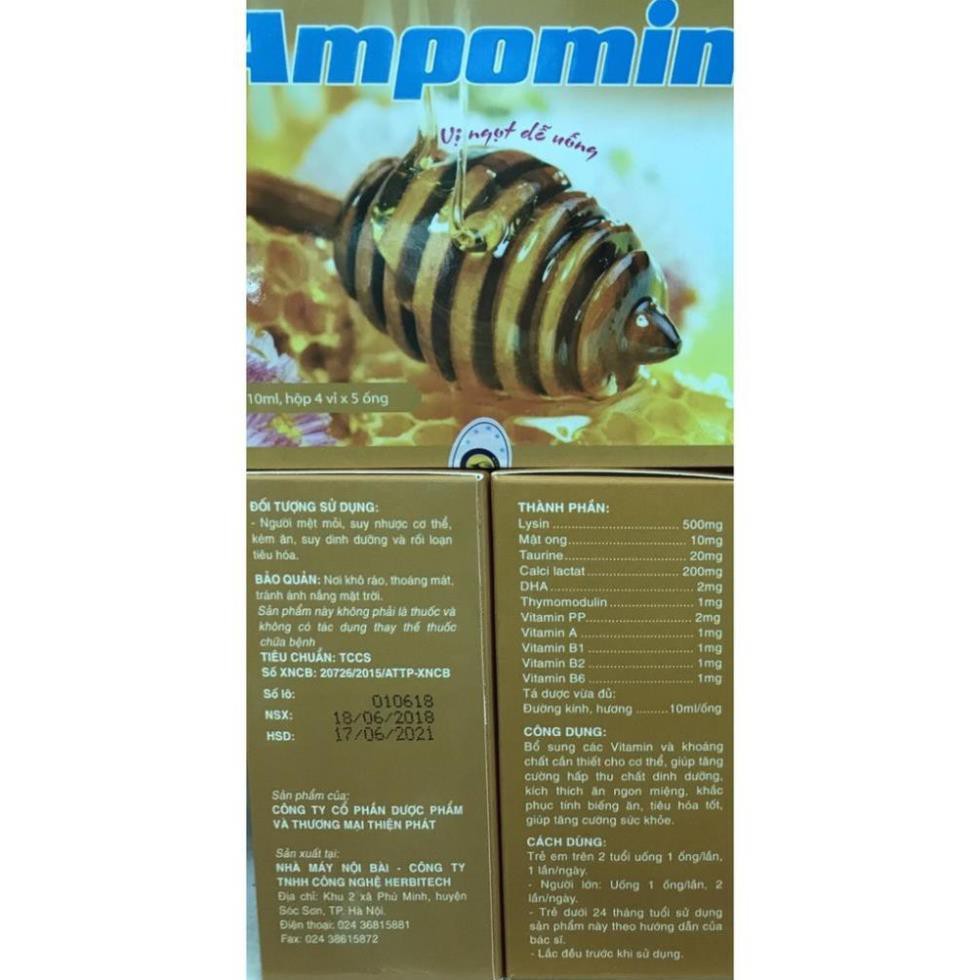 Kích thích ăn ngon miệng giúp tiêu hóa tốt hơn ampomin hộp 20 ống