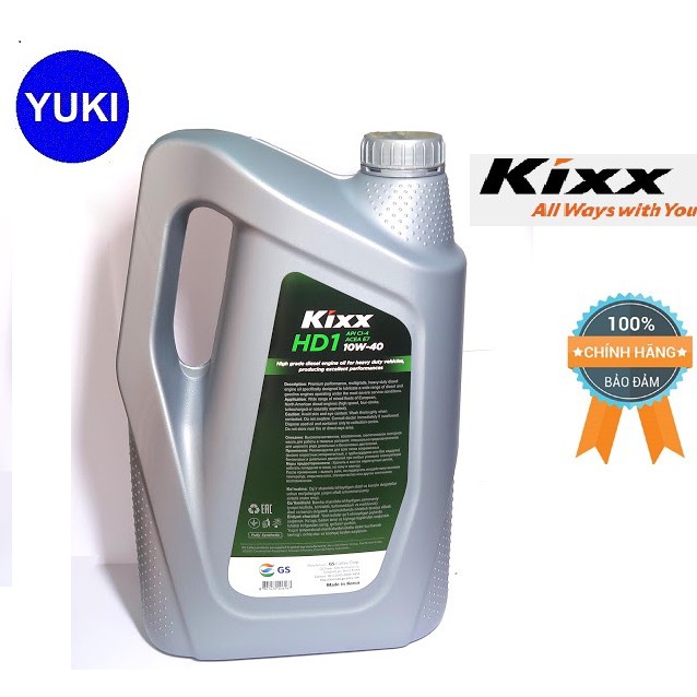 Dầu động cơ Kixx HD1 CI-4/E7 10W40 6L YUKI  MISE Phân Phối Chính Hãng💯