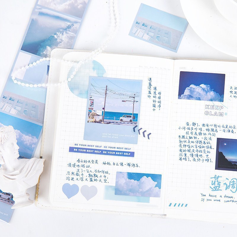 Dải sticker ảnh postcard nghệ thuật trang trí bujo, planner, washi tape film 10 hình STI24