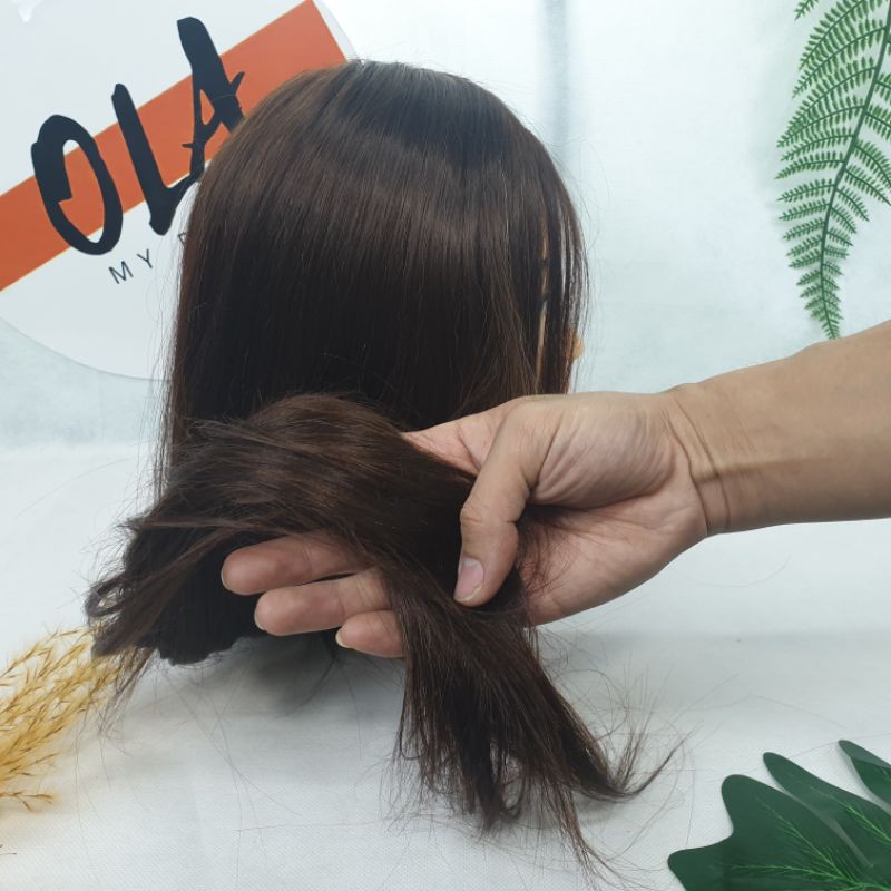 [ FREESHIP ] Đầu canh đầu ma nơ canh học tập cắt tóc giá rẻ 70% tóc thật cắt uốn tạo kiểu màu nâu đồng sức khỏe làm đẹp