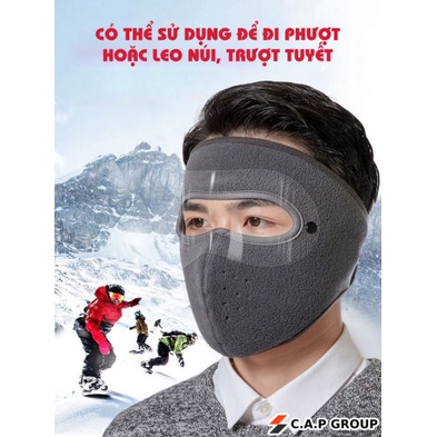 Khẩu trang Ninja lót nỉ Có Kính bảo vệ mắt - Khẩu trang có kính che trán kín mặt