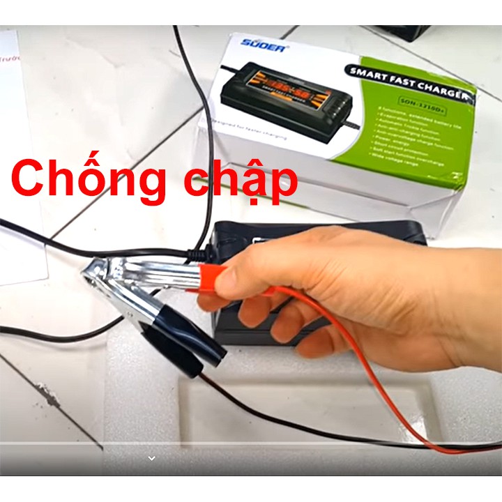 Bộ sạc ắc quy ô tô 12V 6A Son-1206D tránh sunfat hóa bình tự ngắt khi đầy chống ngược cực chống chập- sạc bình ắc quy