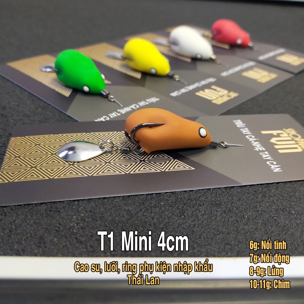 Nhái Hơi T1 mini 4cm câu cá lóc, lưỡi SNS Thái Lan, GIÁ RẺ NHẤT THỊ TRƯỜNG, Handmade