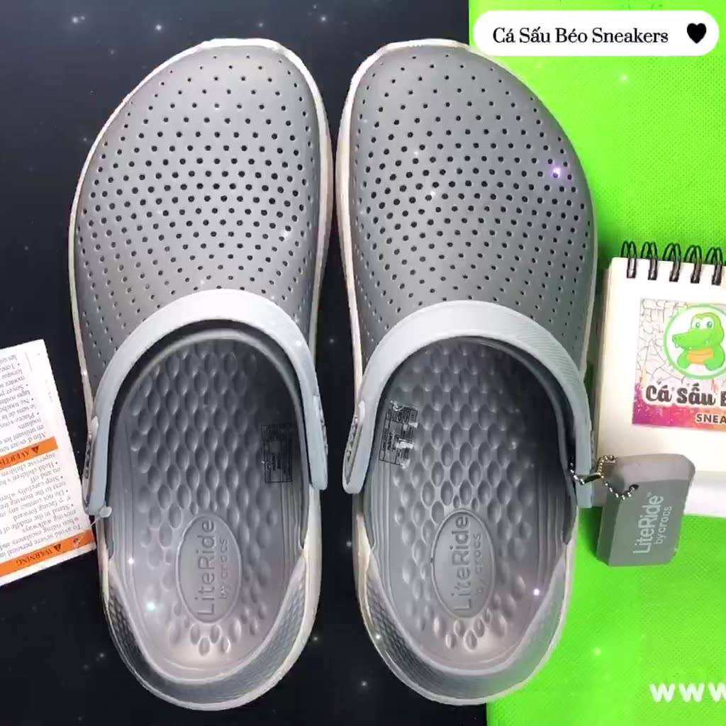 Dép Cross Literide Nam Nữ full XÁM, Hàng loại 1 full tag, full box hãng | BigBuy360 - bigbuy360.vn