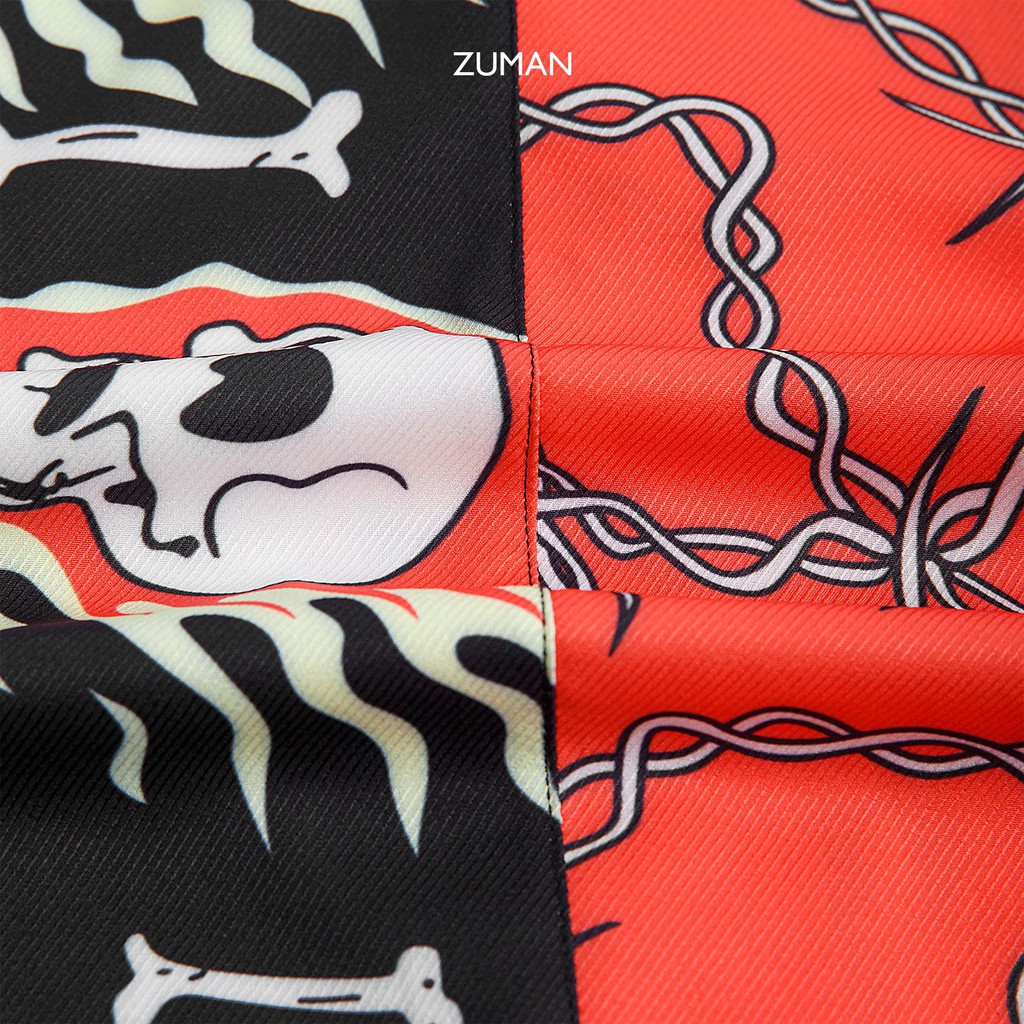 Áo sơ mi nam họa tiết tay ngắn Teschio Shirt ASM148 ZUMAN  form suông, chất vải lụa vân chéo, thoáng mát | BigBuy360 - bigbuy360.vn