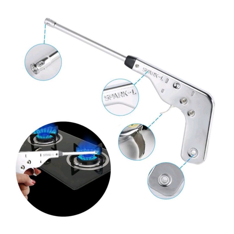 Súng mồi lửa bếp gas SPARK-L Toàn thân inox, Công nghệ NHẬT BẢN dài 37cm, 57cm