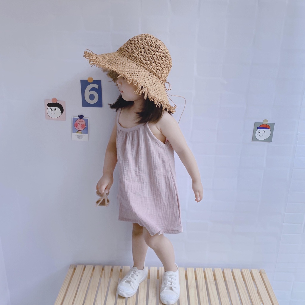 Đầm Sát Nách Màu Trơn Thời Trang Mùa Hè Hàn Quốc Hàng Mới Dành Cho Bé Gái 2023