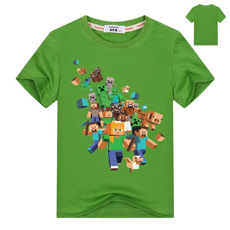 [Mã FASHIONCB154 giảm 10K đơn bất kỳ ] Áo thun cotton in hình hoạt họa Minecraft 3D cá tính cho bé