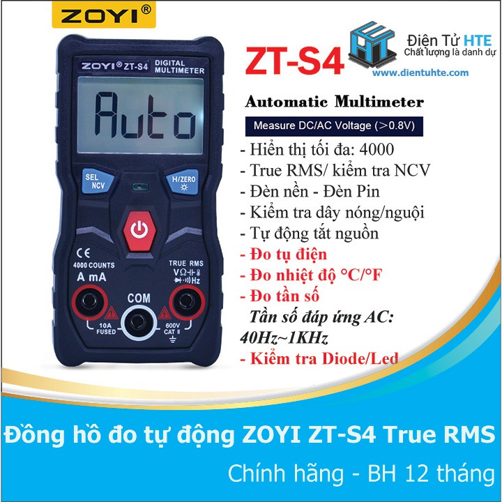 Đồng hồ đo tự động hoàn toàn ZOYI ZT-S4 True RMS - ZT-S1 version 2019 - INS0033