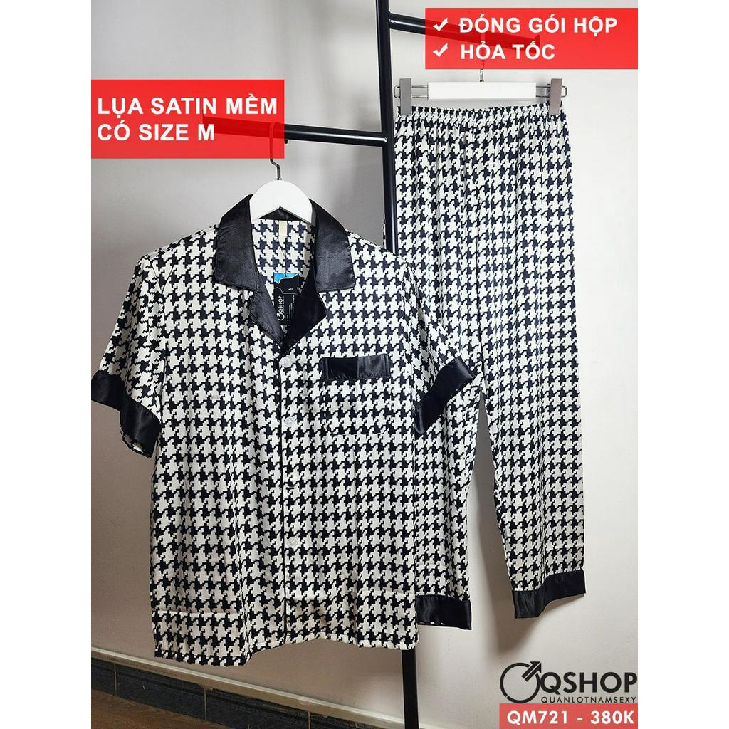 Bộ đồ pijama nam quần dài, tay ngắn lụa satin mềm mịn QSHOP QM721