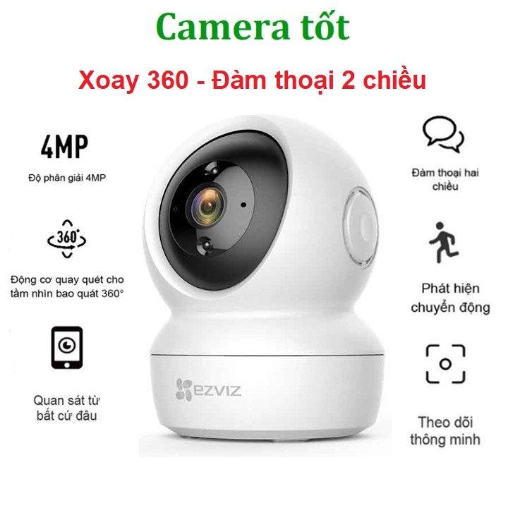 Camera WiFi Ezviz C6N 1080P / 4MP 2K Siêu Net - Xoay 360 độ Chính Hãng