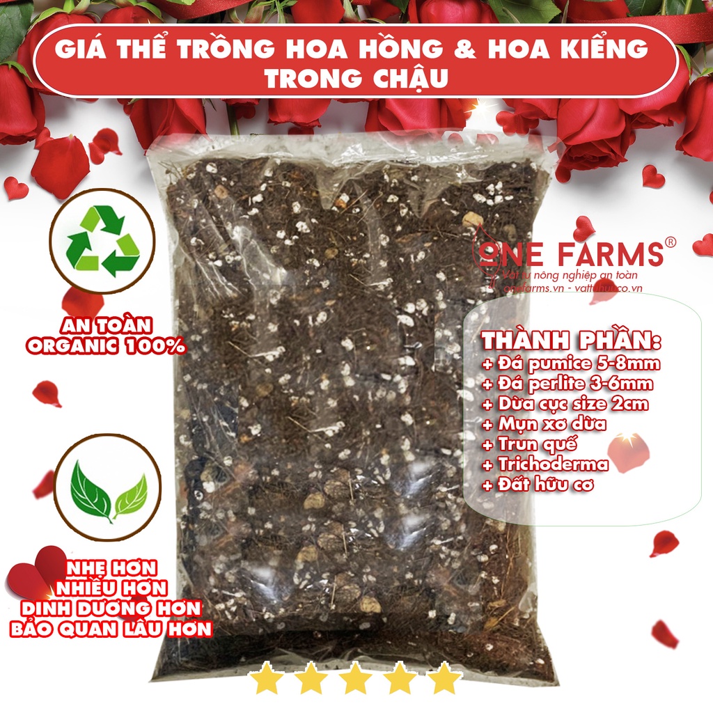 Mua 5 tặng 1, Giá thể cao cấp chuyên hoa hồng và hoa kiểng trong chậu.