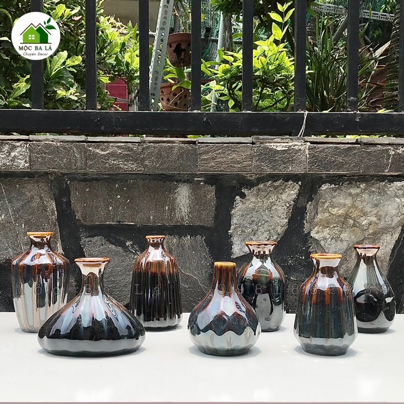 LỌ HOA MINI - MEN HỎA BIẾN - DECOR TRANG TRÍ ĐỂ BÀN - GỐM BÁT TRÀNG - MẪU SỐ 8