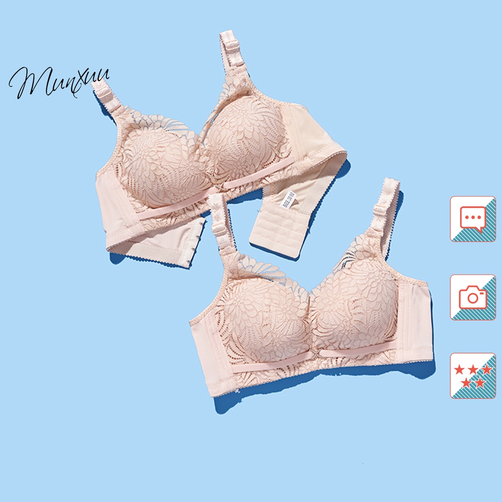 Áo lót nữ phối ren sexy Munxuu không gọng đệm dày vừa nâng ngực và đình hình tạo khe tự nhiên - AV35