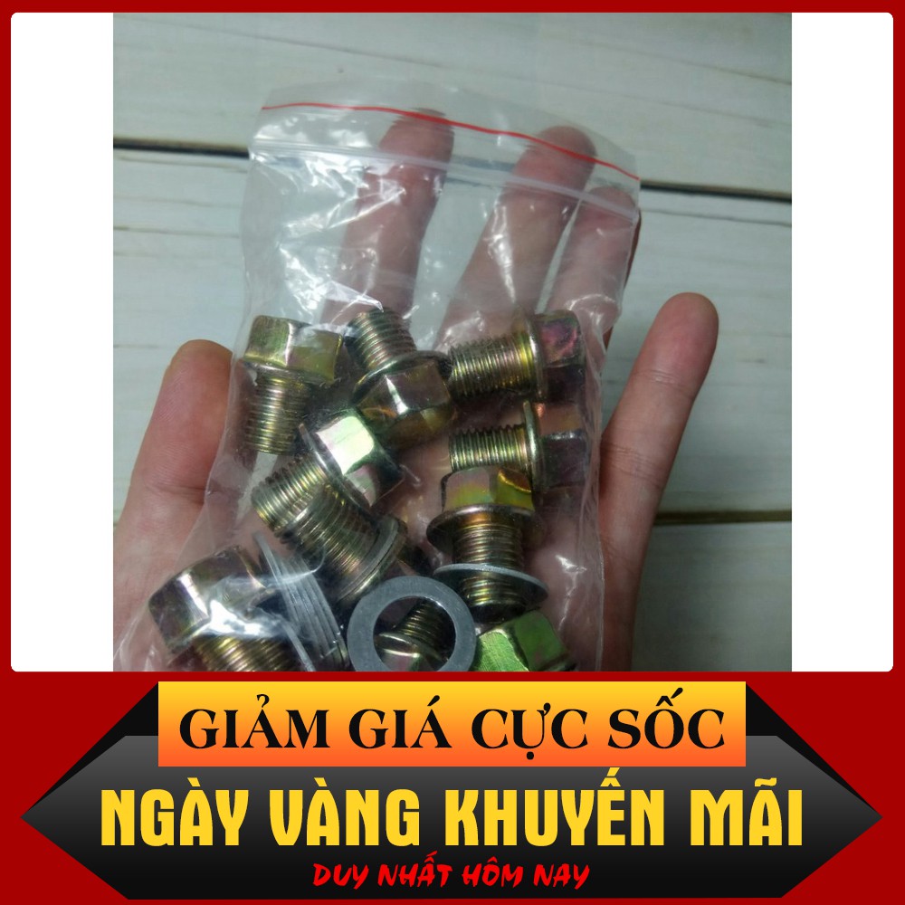 combo 10 cái ốc rốn dầu xe honda 13 ly - có long đen nhôm (dụng cụ sửa xe)