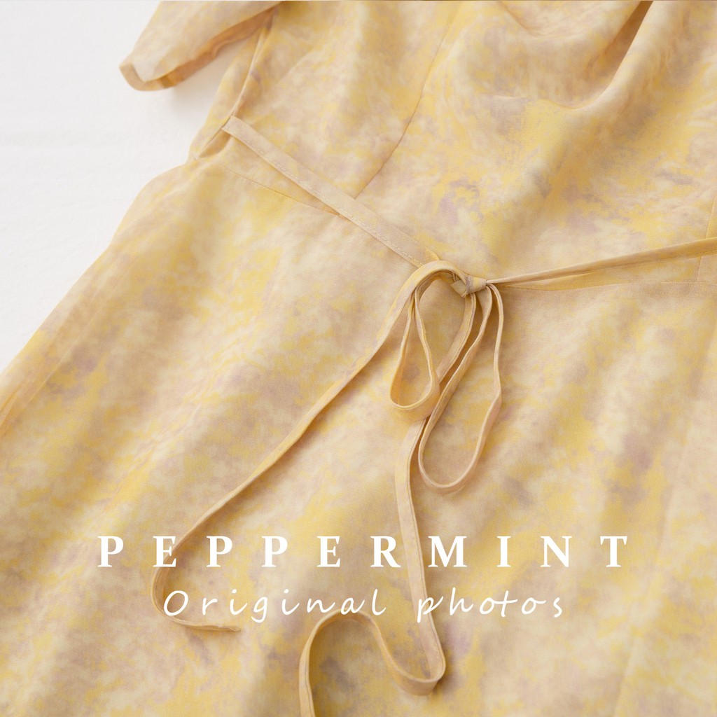 Đầm voan hoa ngắn tay cổ chữ v xinh xắn cho nữ 42984