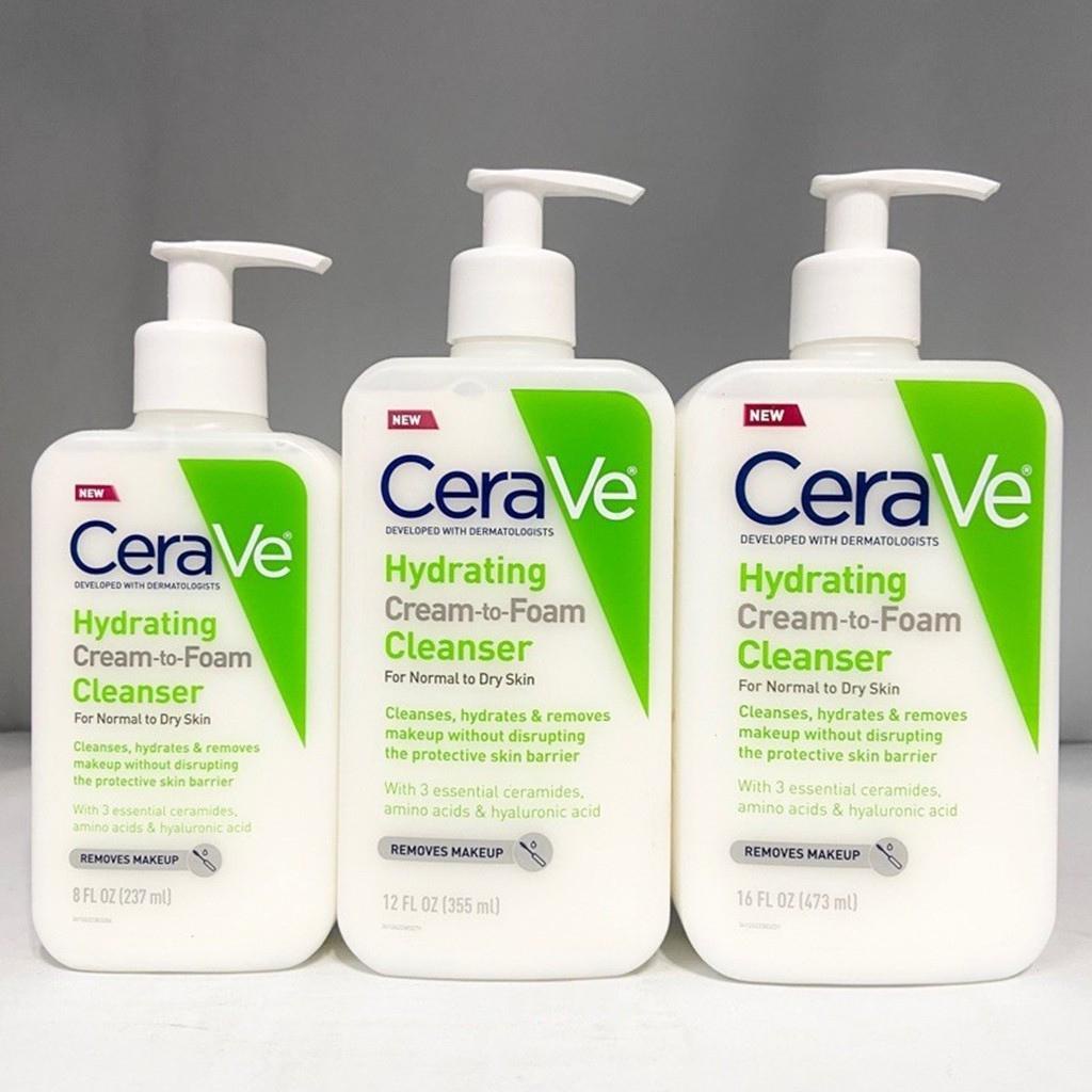 Sữa Rửa Mặt Tẩy Trang Cho Da Thường Và Da Khô CeraVe Hydrating Cream To Foam Cleanser - Chính Hãng