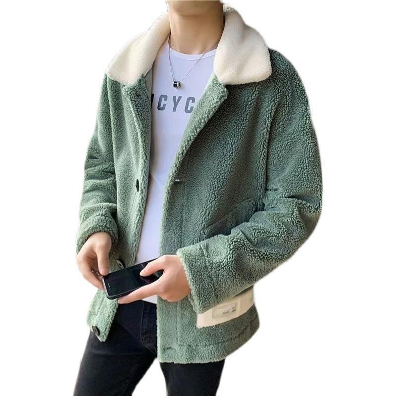 Áo Khoác Len Lông Cừu Dày Dặn Giữ Ấm Thời Trang Trẻ Trung Cho Nam