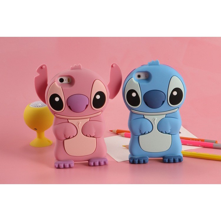 Ốp điện thoại silicone hình hoạt hình Stitch 3D cho IPhone 4 5 6 Plus 4s 7 8 Plus X Touch 5 6