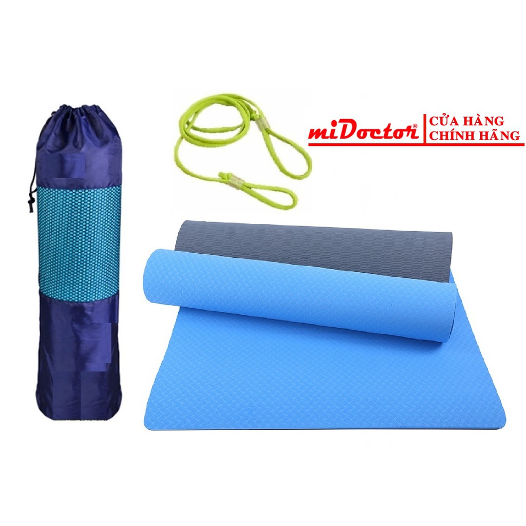 [Loại Tốt - Hàng Cao Cấp] Thảm tập yoga caosu tpe chống trượt 2 lớp, tập gym tại nhà dày 6mm, 8mm - Chính Hãng miDoctor