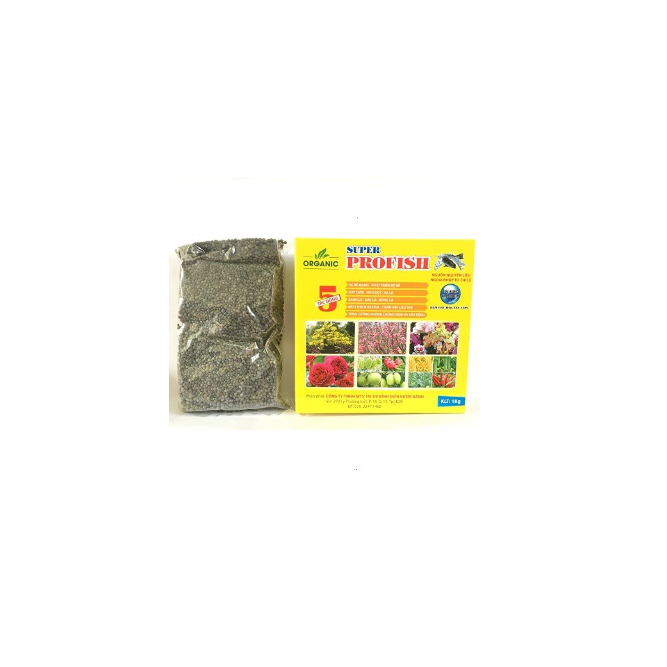 Phân bón vi lượng, đạm cá, humic dạng viên EV13 Super Profish gói 1kg