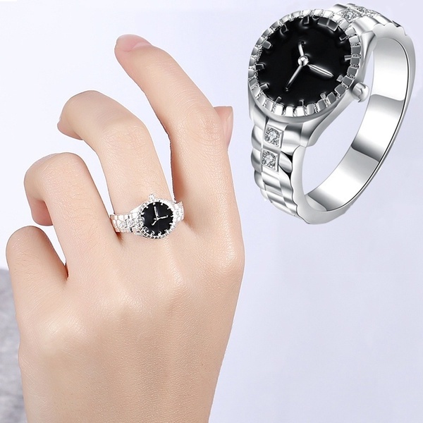 Nhẫn Đồng Hồ Mạ Bạc Thời Trang Cho Nam Nữ