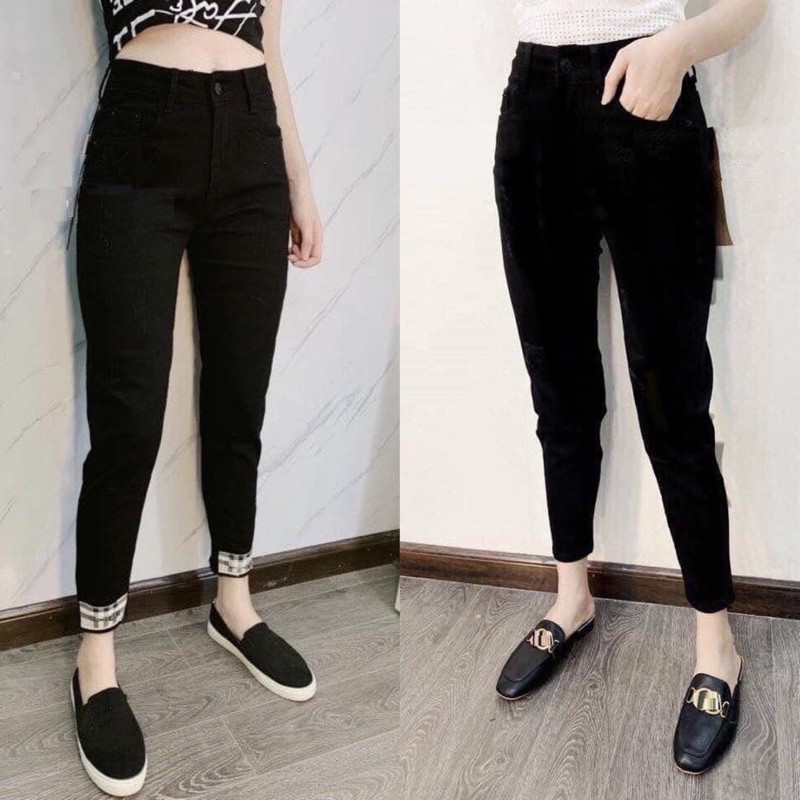 Quần baggy nữ, quần jean đen bigsize 62-100kg, vải co giãn 4 chiều | BigBuy360 - bigbuy360.vn