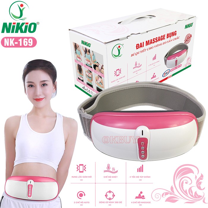 Đai Matxa Giảm Mỡ Bụng Và Toàn Thân Nikio NK-169 Tích Hợp 3in1 Rung Lắc, Xoay 360 độ, Nhiệt Đèn Hồng Ngoại - Vàng Gold
