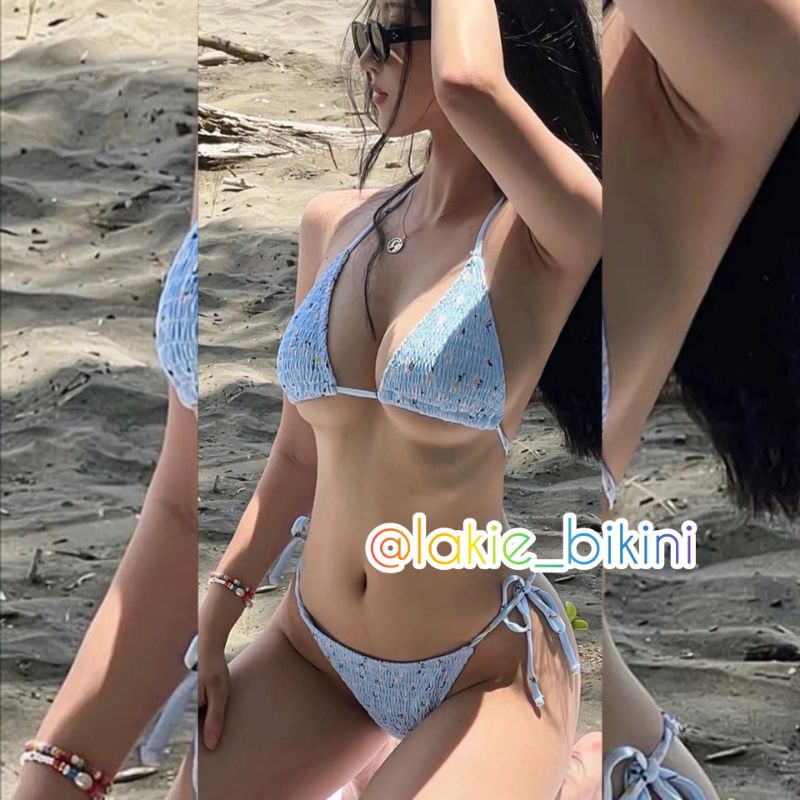 Bikini Tam Giác Hoa Nhí Pastel Nhún Ngực Sexy