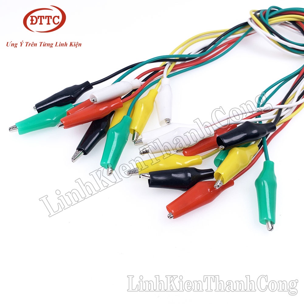 Bộ 10 Dây Cáp Kẹp Cá Sấu 5 Màu Dài 50cm