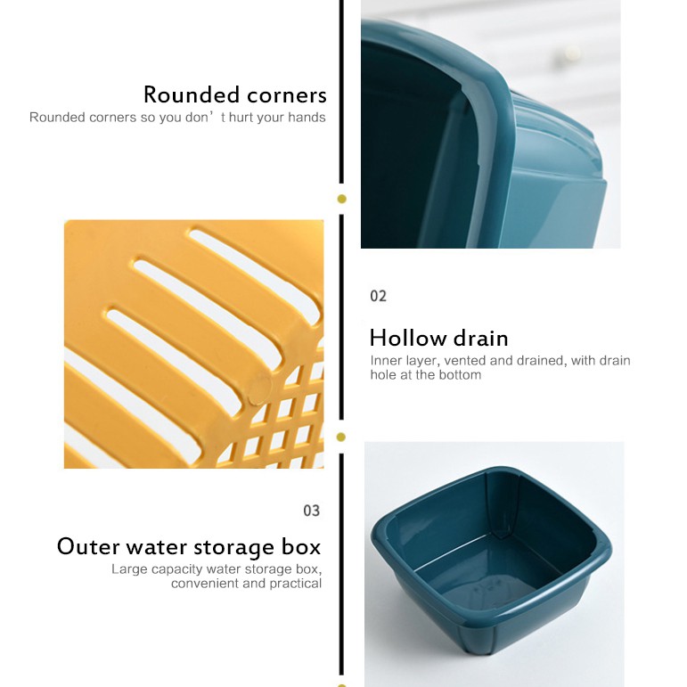 Hộp đựng thực phẩm có rổ nhựa và nắp đậy đa năng 3 trong 1 | BigBuy360 - bigbuy360.vn