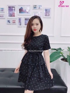 Đầm tầng buộc nơ eo