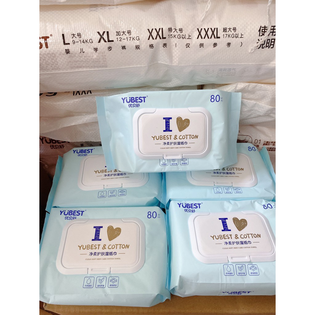 Khăn ướt YUBEST nội địa Trung 80 tờ/ 1 gói