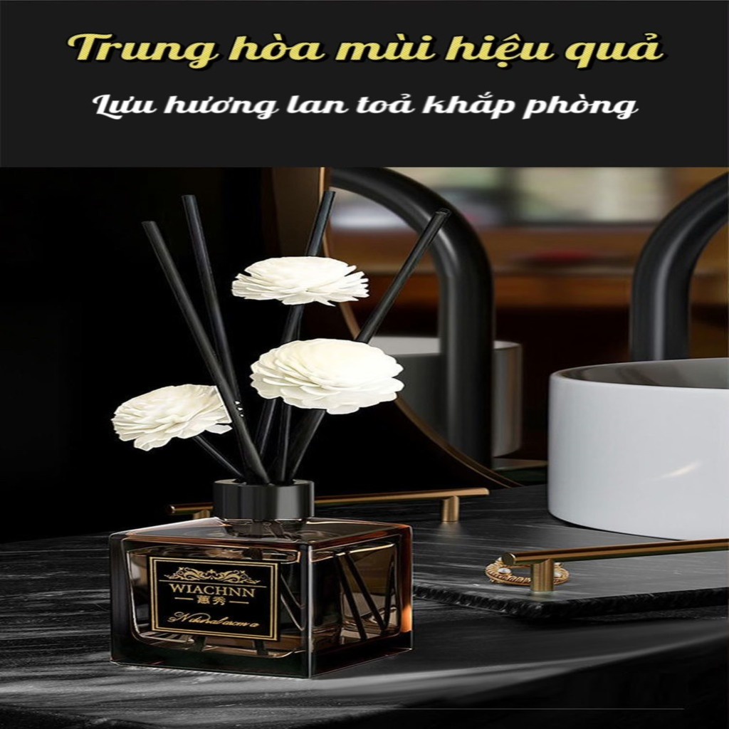 Tinh dầu thơm phòng thiên nhiên WIACHNN 50ml decor phòng ngủ bàn làm việc khử mùi ô tô màu đen sang trọng