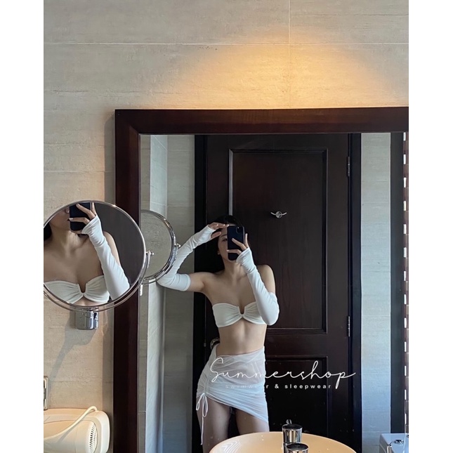 BIKINI set 4 món quây tay ống zip lưới