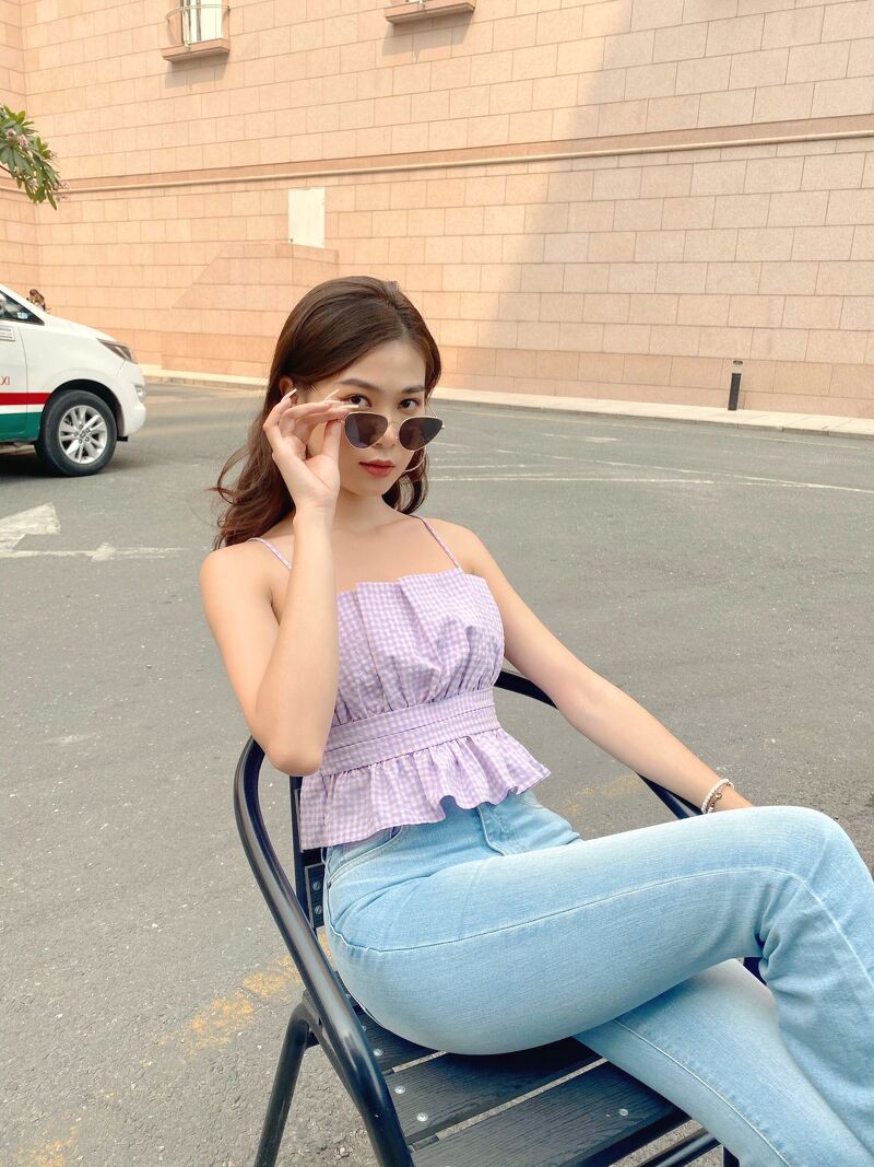 Quần jeans ống loe form dài (Nhạt) MIEU - GD25