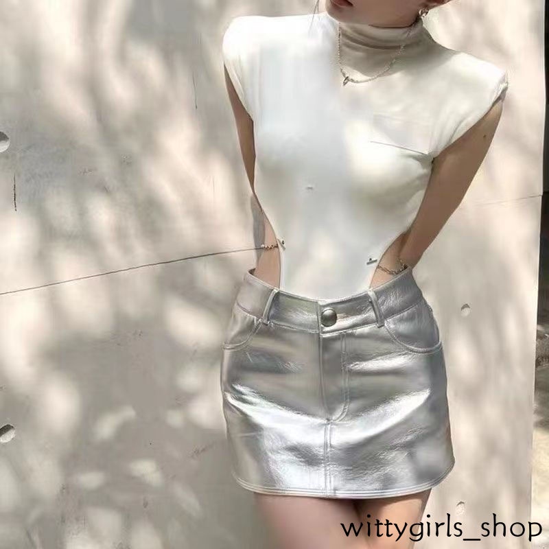 Wittygirls_ Shop | Chân Váy Da PU Siêu Ngắn Chữ A Phong Cách retro Quyến Rũ Cho Nữ