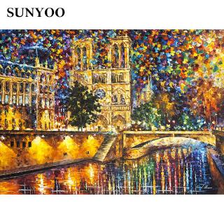Bộ Tranh Sơn Dầu 40x50cm Tự Làm Họa Tiết Phong Cảnh Paris Sang Trọng Dùng Để Trang Trí Nhà Tiện Dụng + Phụ Kiện