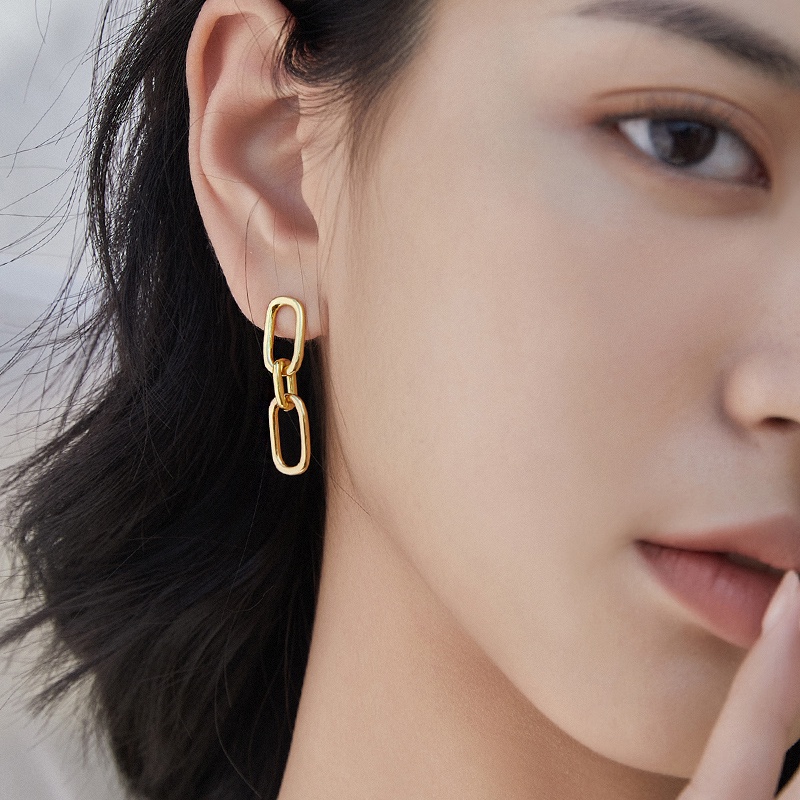 Khuyên tai BAMOER bằng bạc 925 thiết kế hình học tùy chọn kiểu dáng