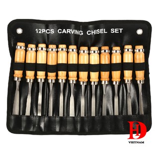 Bộ dụng cụ 12 cây đục, tiện gỗ cao cấp v1