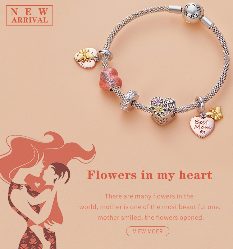 Hạt charm bạc 925 100% BAMOER SCC634 dùng làm vòng tay DIY thời trang cho ngày của mẹ