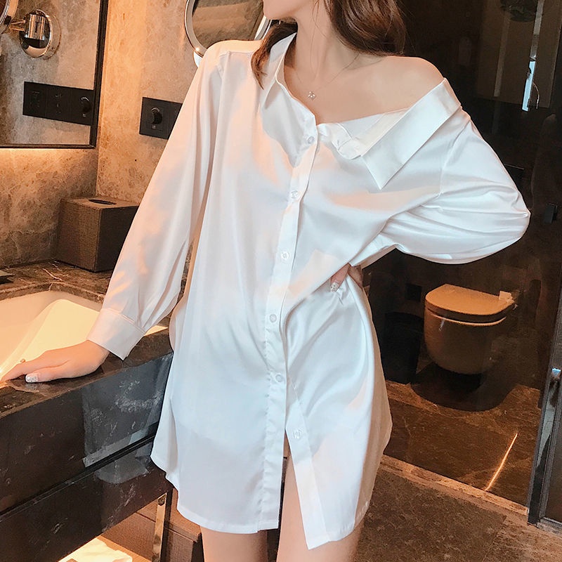 Đầm Ngủ Cổ Bẻ Phối Ren Phong Cách Pháp Cho Nữ