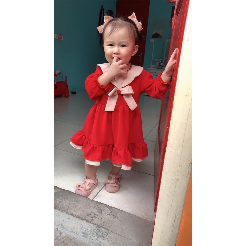 Váy công chúa bé gái 8-32kg💕𝑭𝑹𝑬𝑬𝑺𝑯𝑰𝑷💕NHƯ Ý HOUSE'S-  Đầm Hàng Thiết Kế- đỏ phối be