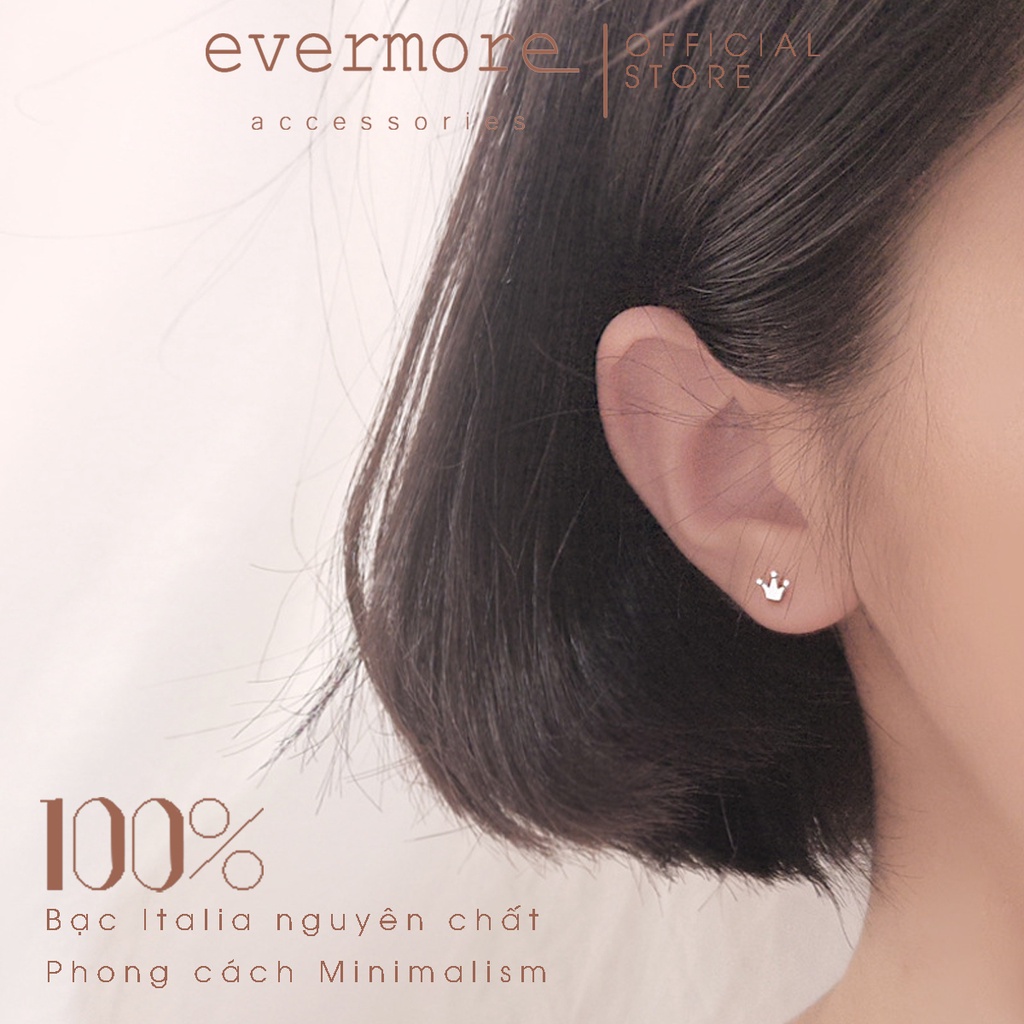 Bông tai bạc EVERMORE, khuyên tai My Queen bạc Ý 925 nguyên chất, phong cách minimalism, thanh lịch - H008
